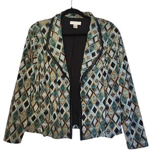 Christopher & Banks Geometric Diamond Blazer Jacket Petite Large